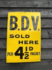 B D V  Vintage  Enamel Sign Smoking Memorabilia 