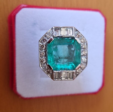 Stunning Art Deco 6.5ct Emerald Ring, 1.38ct Diamonds Valued in 2013 £16k