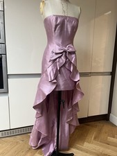 LORCAN MULLANY FOR BELLVILLE SASSOON DUSTY PINK SIZE 8 FITTED BOW TRAIN WEDDING