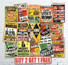 Vintage 50's & 60's Rock & Roll Concert Posters Elvis Beatles Holly A5/A4/A3