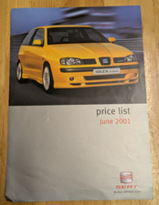 SEAT 2001 Price List Brochure Inc. Ibiza Cupra R, Leon Cupra, Toledo V5