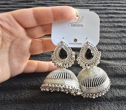 New silver colour jhumka with - colour,