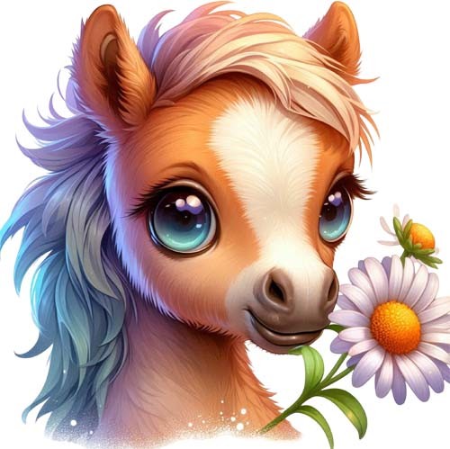 Watercolour floral horse - watercolour,