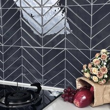 Alwayspon 10 Sheet Dark Grey 3D Vinyl Wall Tile Sticker, Peel and Stick Kitchen