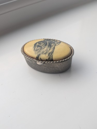 Vintage oval silver tone pill - oval,