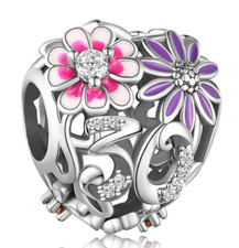 Brand New S925 Sterling silver Sparkling Multicolored Floral 30th Birthday Charm