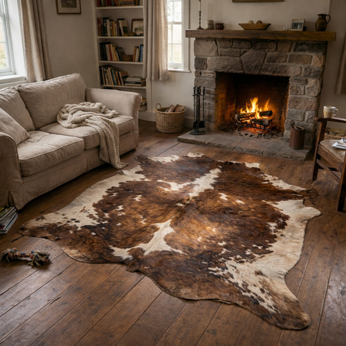 Genuine brown white cowhide - genuine,