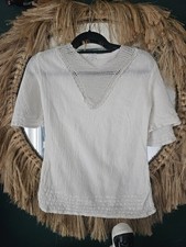 Vintage 70s boho indian cheesecloth Cotton and crochet tunic top 8 10