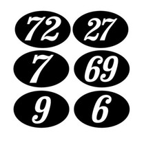 Scooter Racing Numbers Stickers Decals  100mm  OVAL PAIR 