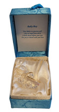 Baby Boy Glass Pram With Gold