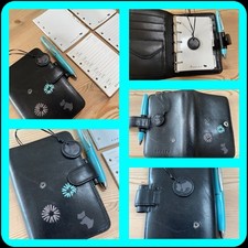 RADLEY-FILOFAX MINI SIZE ORGANISER ~BLACK SOFT LEATHER & INSERTS WITH PEN-RARE