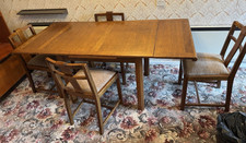 Antique Oak Drawleaf Dining Table And Four Chairs