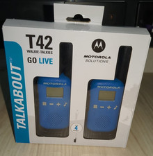 MOTOROLA T42 BLUE TALKABOUT LICENCE FREE WALKIE TALKIE TWO WAY RADIO TWIN PACK