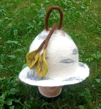 Unique felted birch hat.Sauna