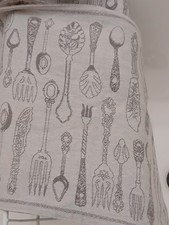 Beautiful Marks And Spencer Long lined Table Runner  cutlery print grey