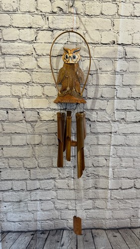 Owl with chimes bamboo - owl,