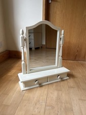 Vintage Soft Ivory 2-Drawer Dressing Table/Windowsill Mirror