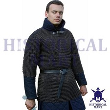 Butted 10mm Ring Mild Steel Chain ‎Mail Shirt (Short Sleeve) Black Finish