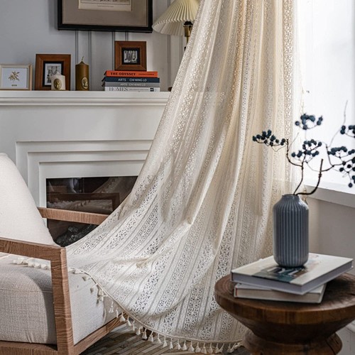 Tassel crochet hollow curtain - hollow,