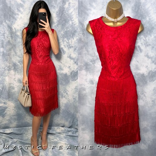 Roman red lace fringe 1920s - lace, &