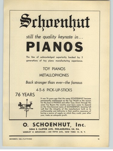 1948 paper schoenhut toy - schoenhut,