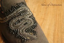 Donald J Pliner Grey Canvas Snake Loafers Shoes UK 8.5 M US 9.5 EU 42.5