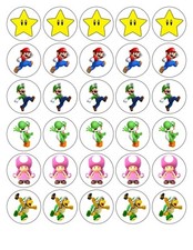30 SUPER MARIO EDIBLE CUPCAKE | FAIRY CAKE TOPPERS DECORATIONS 3.8cm