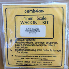 OO  / 4mm scale Cambrian G.W.R. chaired sleeper wagon kit T12/13