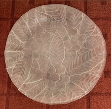 Large Frosted Glass Serving Plate, Leaves & Berries, 35.5cm