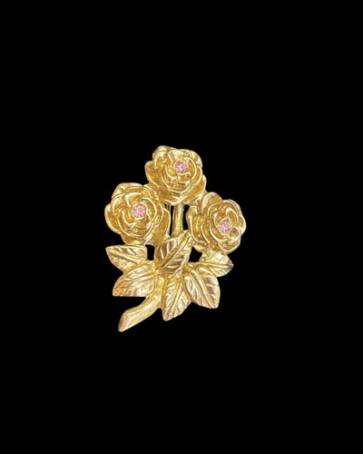 Vintage gold tone rose bouquet - tone,