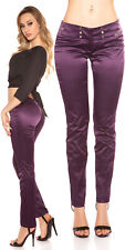 Sexy Miss Women's Business Satin Fabric Pants Pinstripe Gloss 34 36 38 40 Purple