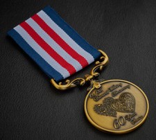 Our 60th Diamond Wedding Anniversary Bravery/Service Medal. Gift/Present Gold
