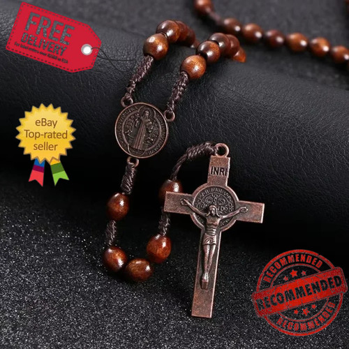 Wooden rosary beads - 8mm, cross
