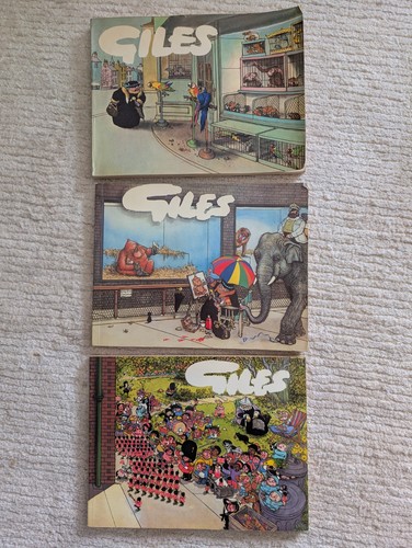 Three giles cartoon annuals - giles,