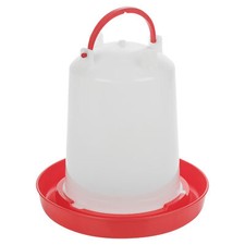 3L Chicken Drinker Feeder Poultry Quails Bird Hen Duck Water Large Red w/ Handle