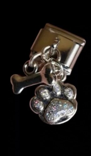 New silver sparkly paw - new, bone