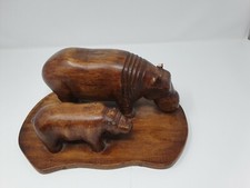 Homemade Wooden Carved Hippo