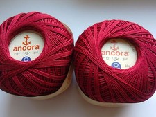 2 x 50g Coats Ancora Crochet Cotton. Burgundy Wine. Crochet/Textile Crafts