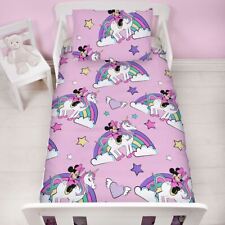 Minnie Mouse Believe Cot Duvet Cover Set Unicorns Stars Girls Toddler Bedding