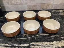 VINTAGE RETRO 1970s BROWN HORNSEA SAFFRON 6 X SOUP  YEAR 1975 1976