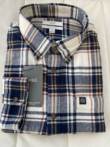 Medium navy multi checked - m&s,