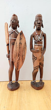 Pair African bead carved