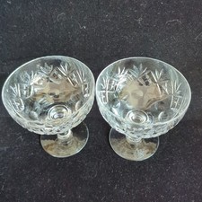 2 Webb Corbett? Royal Doulton? Georgian Pattern Champagne Coupe Glass Crown Logo