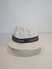 Vintage Nike Bucket Hat Unisex L/XL White Rainbow Stripes Holiday Festival