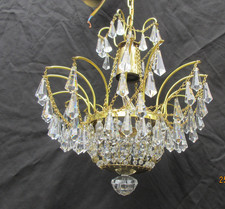 Vintage antique pretty  fancy crystal torpedo waterfall chandelier