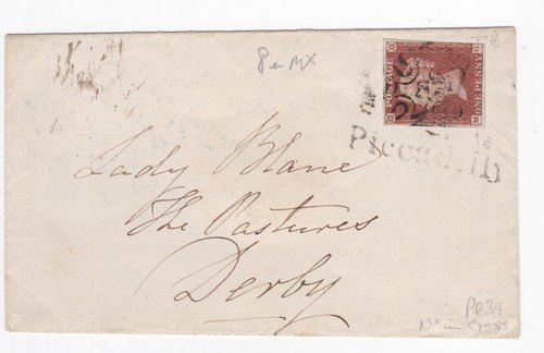 1843 penny red stamp - 1843, 1d