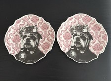 2 Baci Milano I Love Dog Side 20cm Side Plates Bulldog Dog NEW