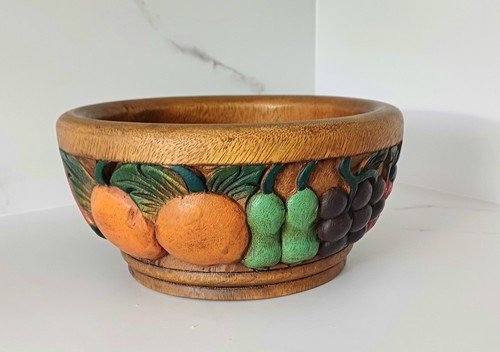 Wooden fruit bowl - fruit, hand