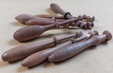 Selection Of Antique Wooden Lace Making Bobbins. Vintage Collectable Fibre Art