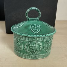 Vintage Collectable Leeds Pottery Green Glaze “Crested Leeds” Lidded Pot